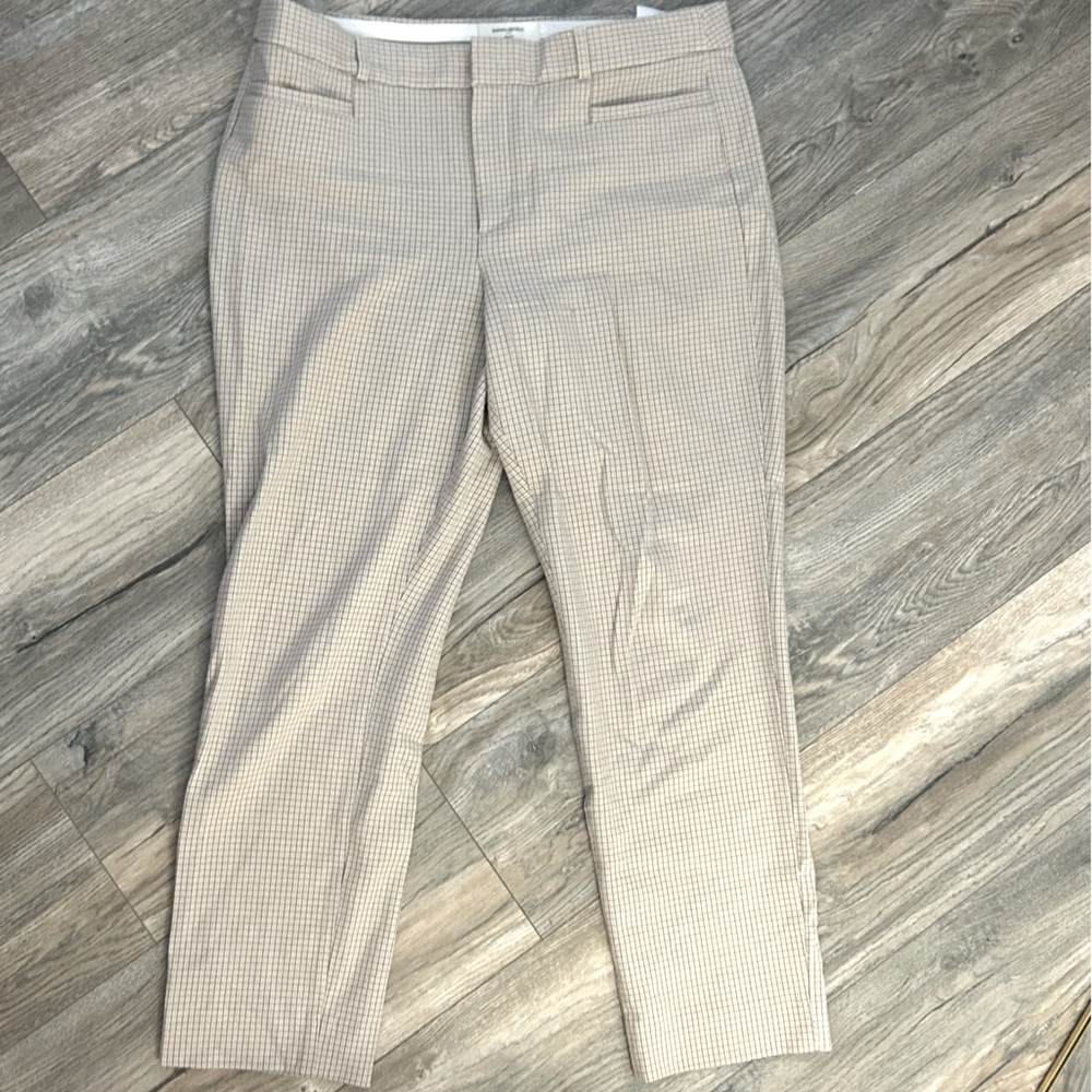 Banana republic Sloan work pants beige mini plaid women’s size 10